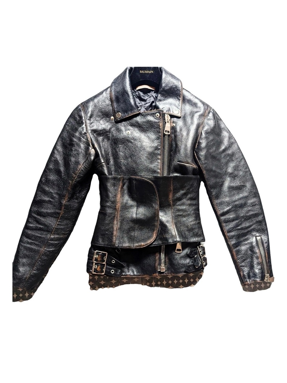 Christopher Kane Leather Moto Jacket RARE size 2 brown EU 34 small